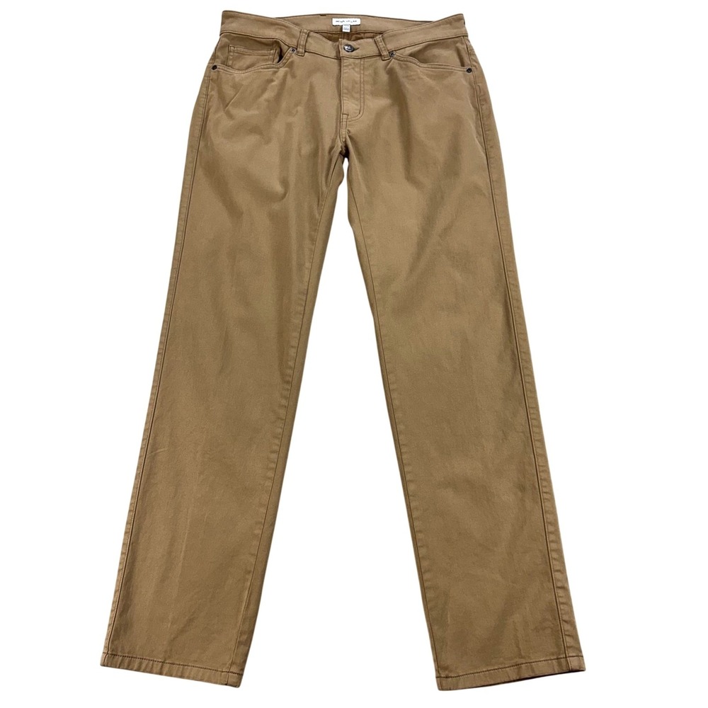 Peter Millar Signature Sateen Pants Mens 33x32 Tan Golf Classic Fit Chino Work